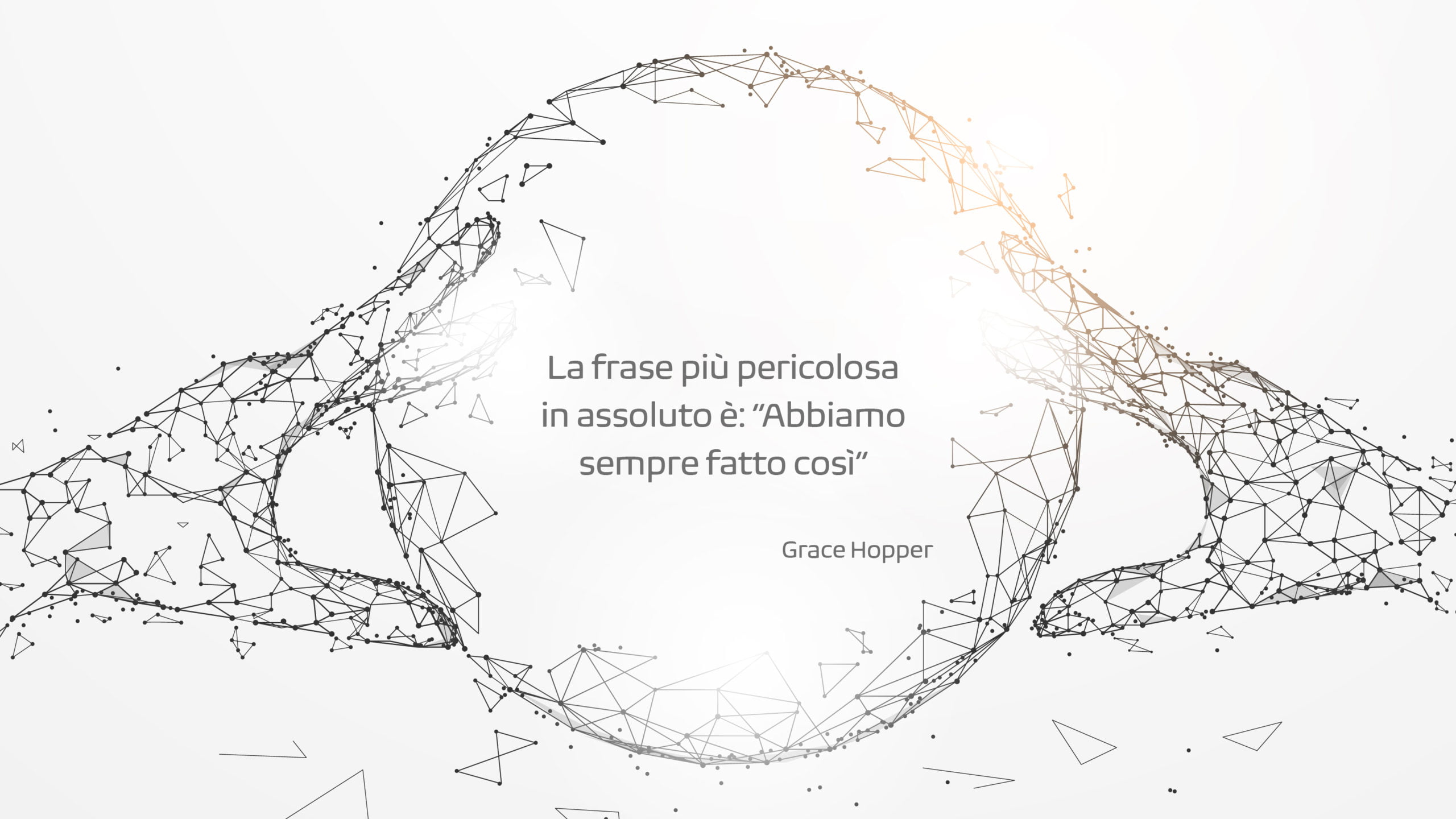 Hands touching digital global form lines, triangles and particle